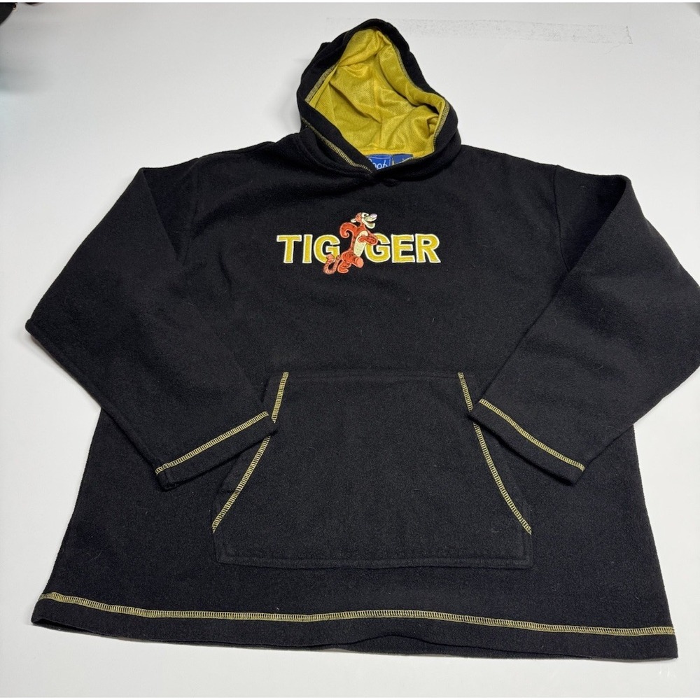 Disney Tigger Hoodie Sweater Adult Large Black Sweatshirt 90s Embroidered